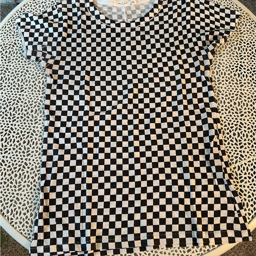 rag & bone Black and White Checkerboard Short Sleeve Tee